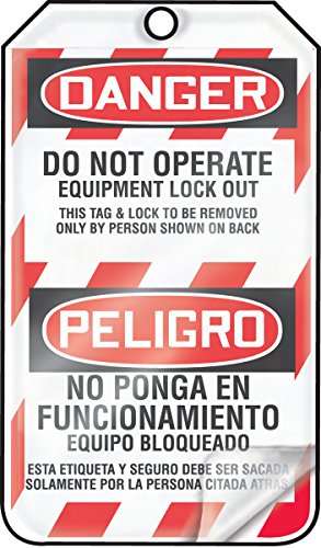 Etiquetas bloqueo OSHA bilingüe 5 pzas resistente intemperie