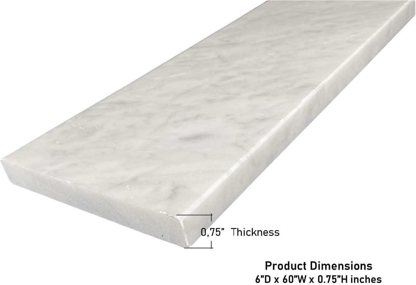 Umbral de suelo mármol Carrara pulido 4x48pulg