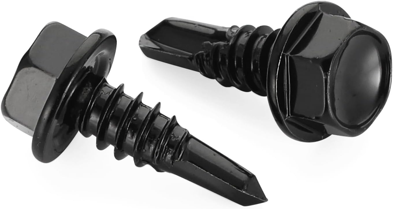 Tornillos autoperforantes #8x1/2 hex acero inox 410 negro 100uds