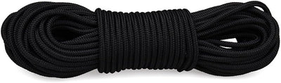 Cuerda poliéster trenzar exterior negro 0.236" x 100pies