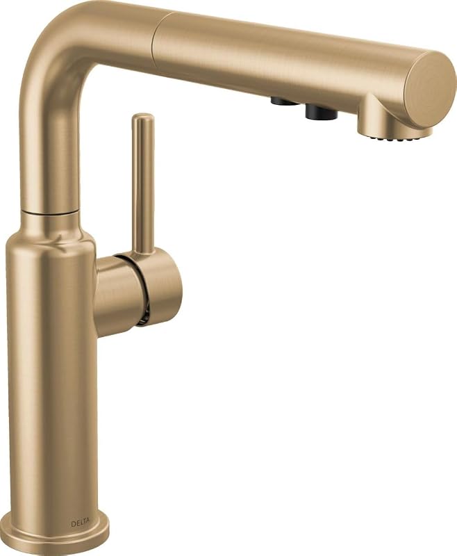 Grifo cocina oro cepillado rociador extraible bronce champán