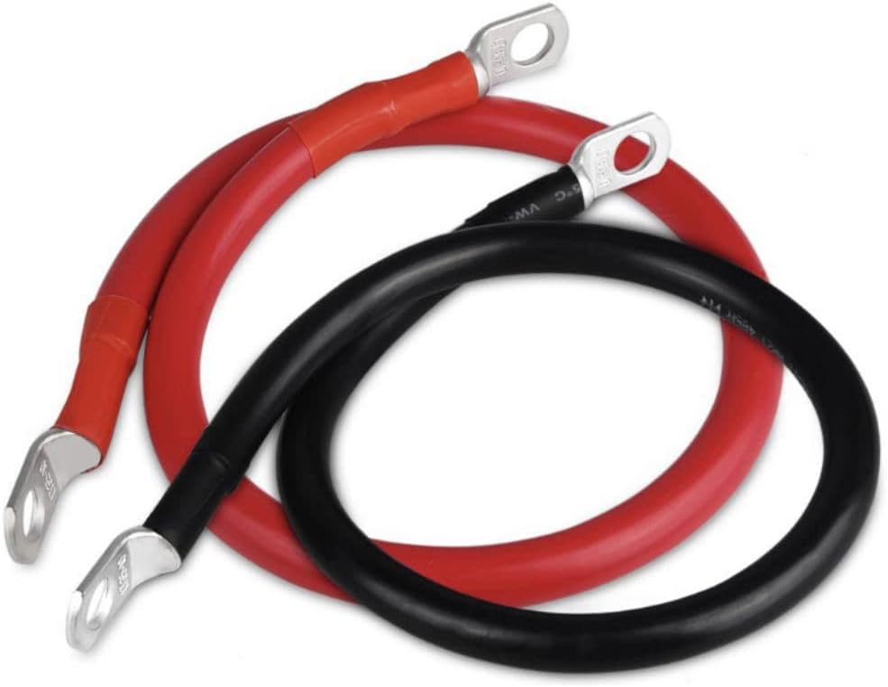 Set cables batería 4awg 20pulg inversor 3/8 lugs