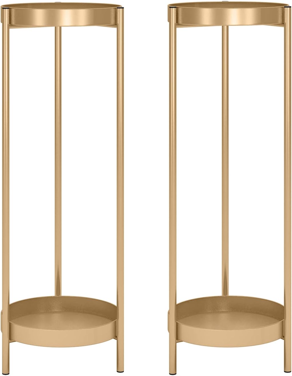 Soporte metal 2 niveles para plantas pantallas extraíbles dorado