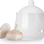 Contenedor ajo porcelana blanco mini con tapa