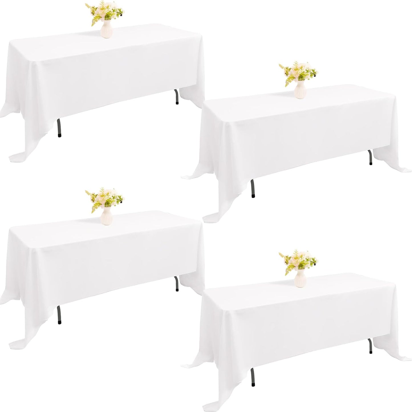 4 Manteles Rectangulares 70x120pulg Poliéster Lavables Bodas