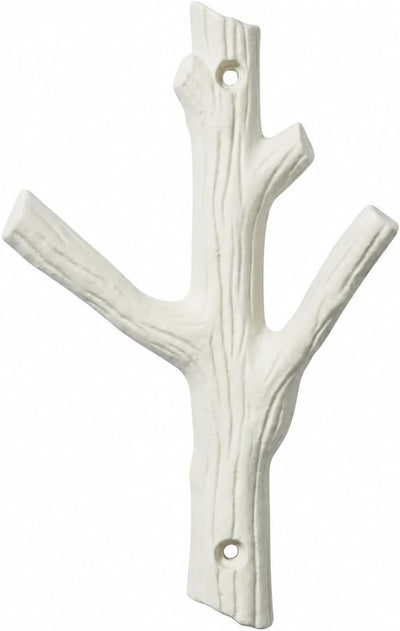 Gancho pared rama árbol hierro fundido blanco doble llave