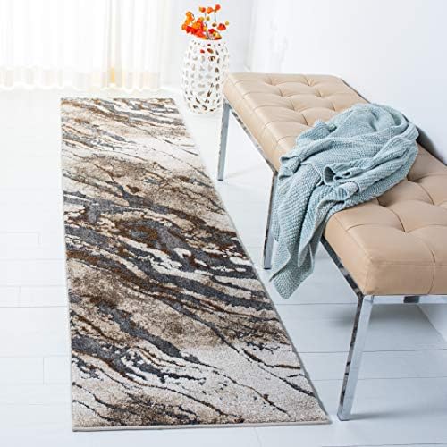 Alfombra pasillo 2.2x9ft gris y beige diseño moderno