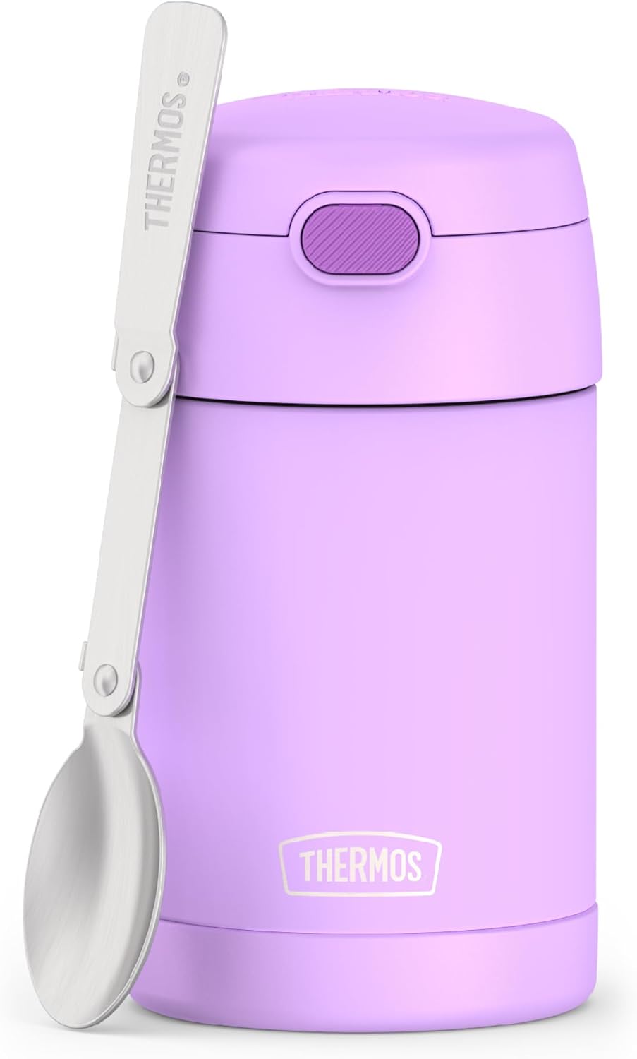 Tarro alimento acero inox 16oz con cuchara plegable morado