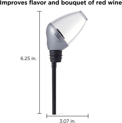 Aireador vertedor vino 7pulg plata/negro/transparente