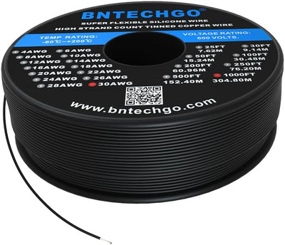 Carrete alambre silicona 30 AWG trenzado flexible 1000 ft
