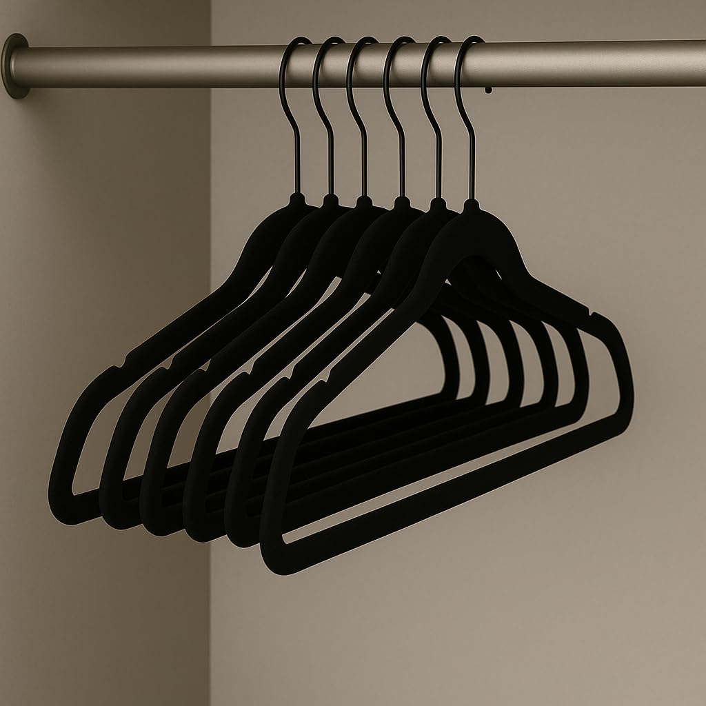 Perchas Terciopelo Negro 50 Uds