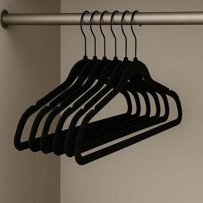 Perchas Terciopelo Negro 50 Uds