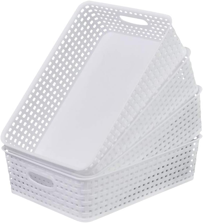 4 Pzas Bandejas Plástico Blanco Cestas Almacenamiento Papel