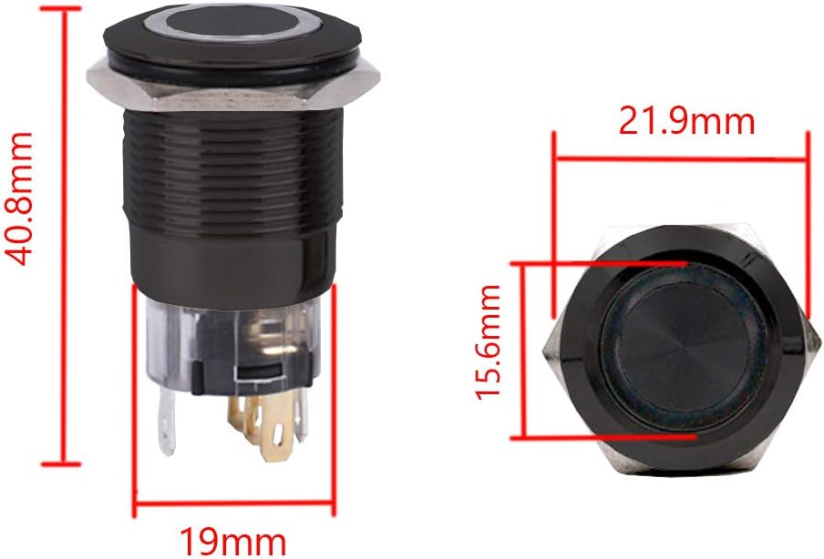 Interruptor enchufe coche led rojo 0.748pulg