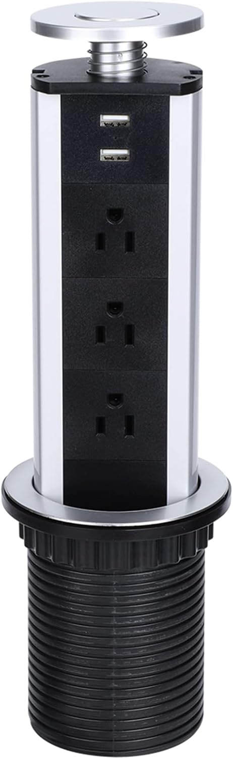 Regleta empotrada 3 enchufes USA 2 USB para cocina oficina