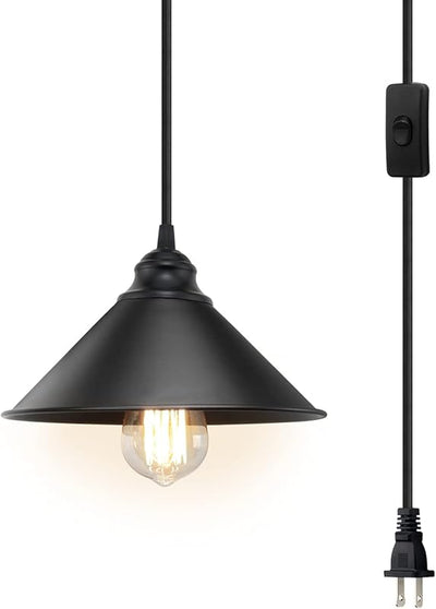 Lámpara colgante enchufable industrial para cocina y comedor