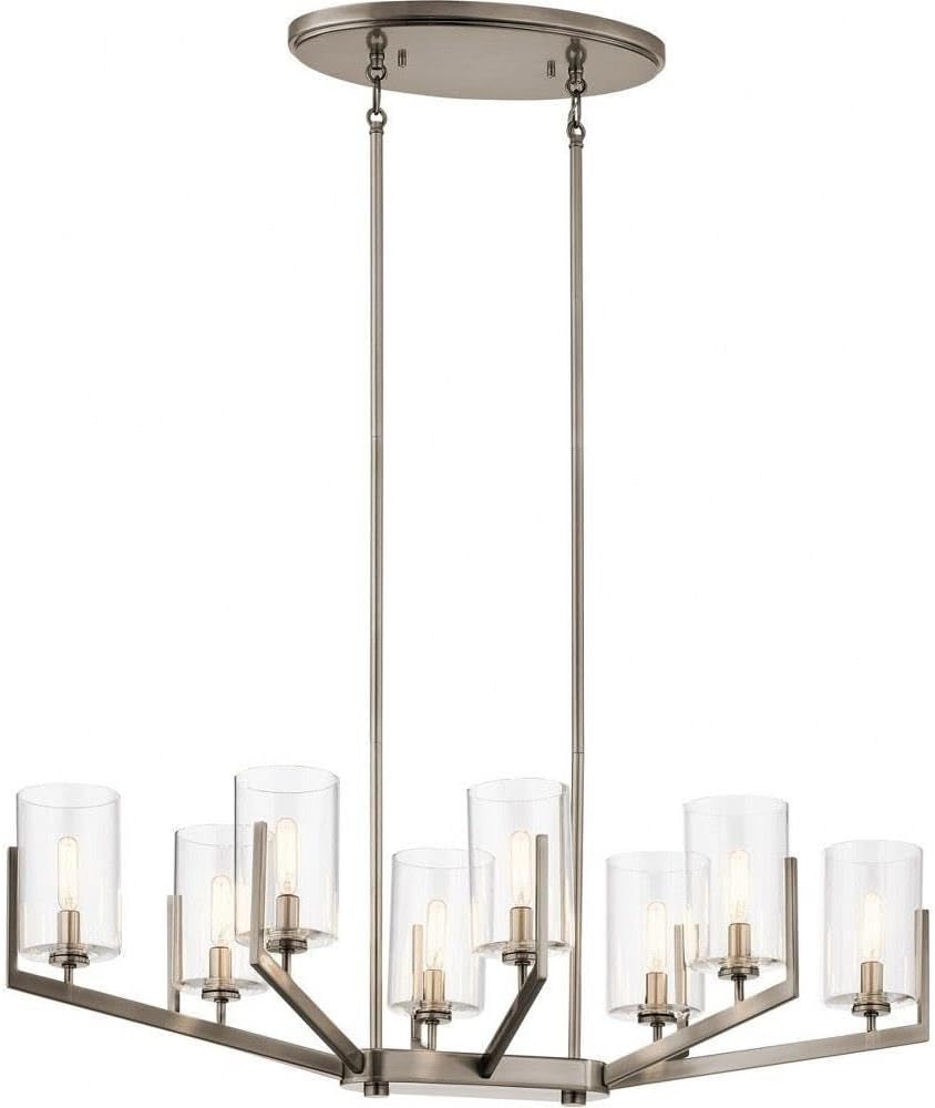Candelabro ovalado 14.75pulg 8 luces cristal peltre clásico