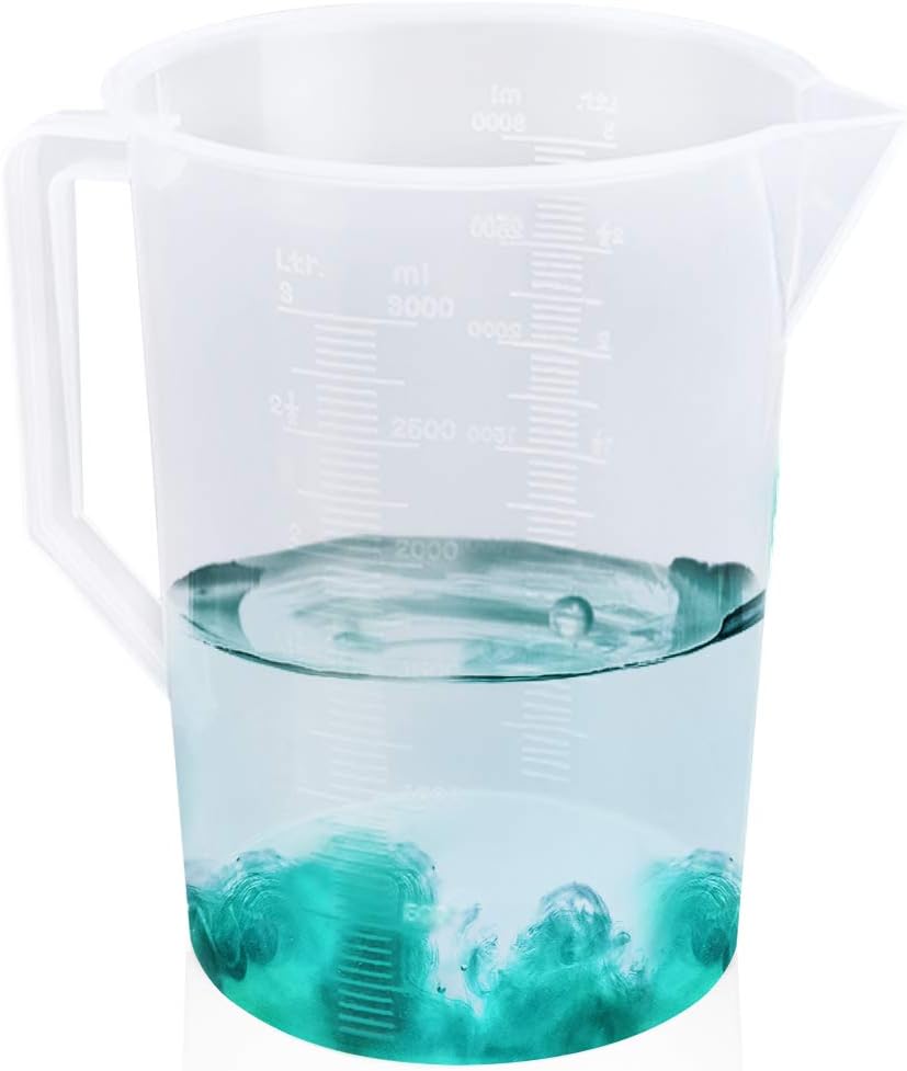 Vaso medidor plástico 101.4oz transparente con mango y boquilla