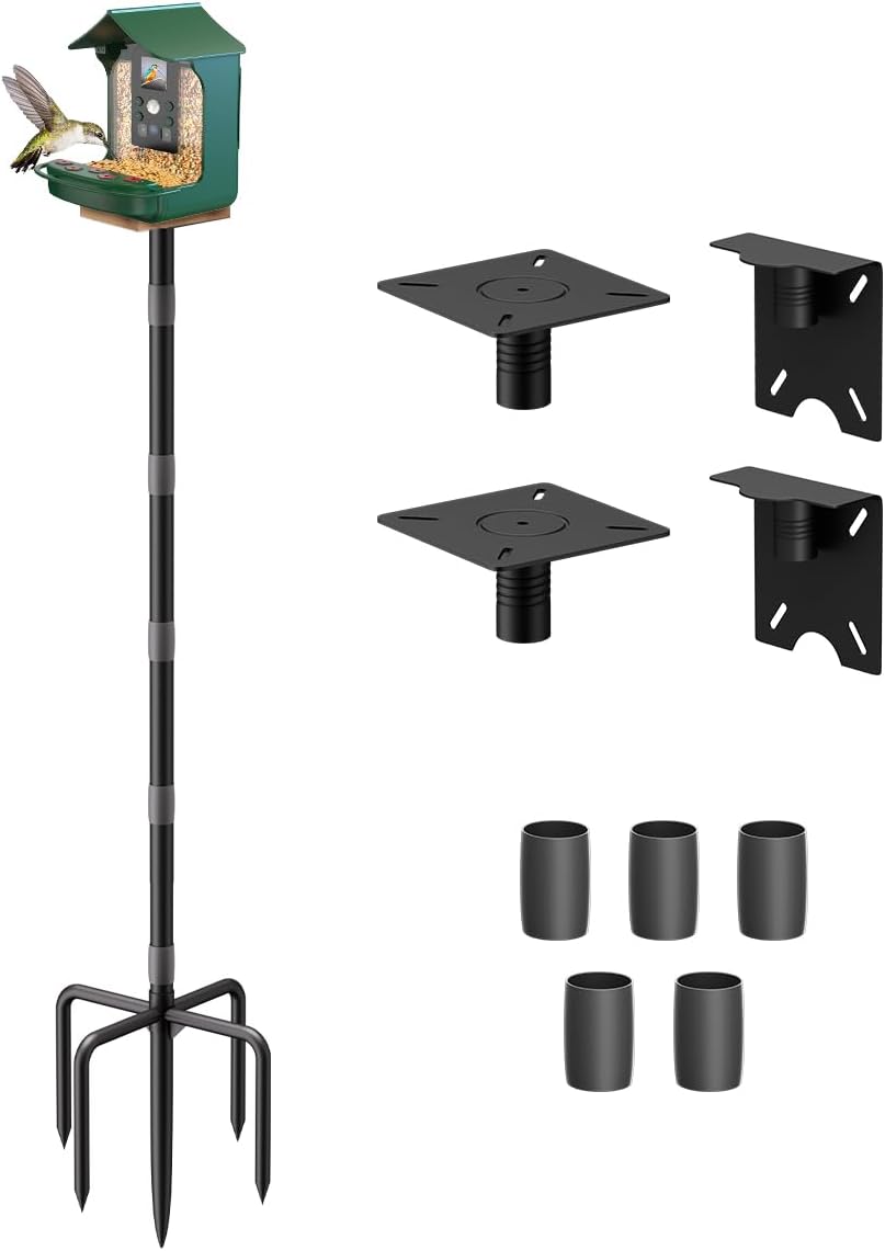 Poste 90pulg para casa pájaros con 4 platos y base 5 puntas