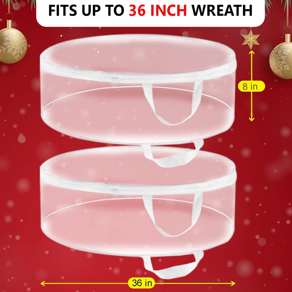 Bolsa almacenamiento coronas Navidad 36" set 2 transparentes
