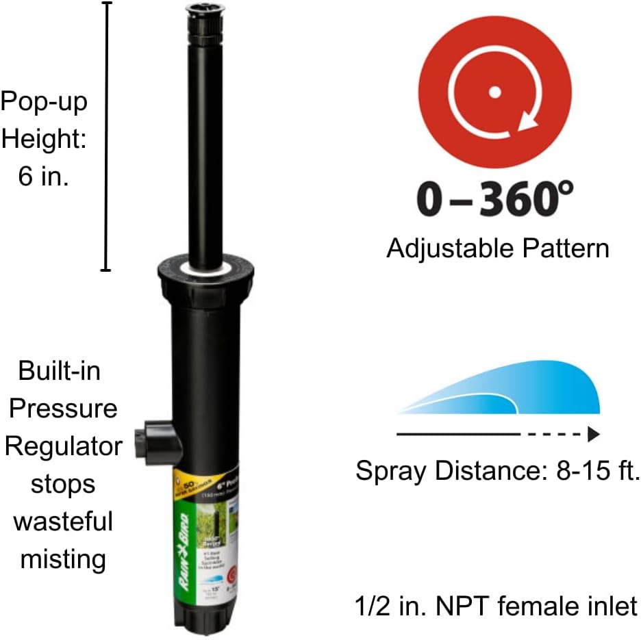 Aspersor profesional regulable 0-360° 8-15pies 6pulg
