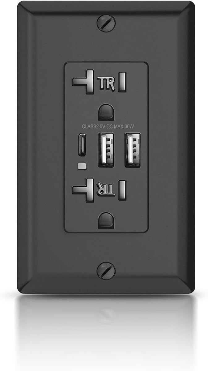 Toma USB C 6.0A con puerto tipo C y A 20A 3 puertos