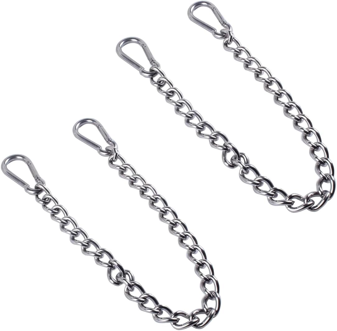 2 Cadenas Acero Inox 25" Mosquetón 400lb para Hamaca