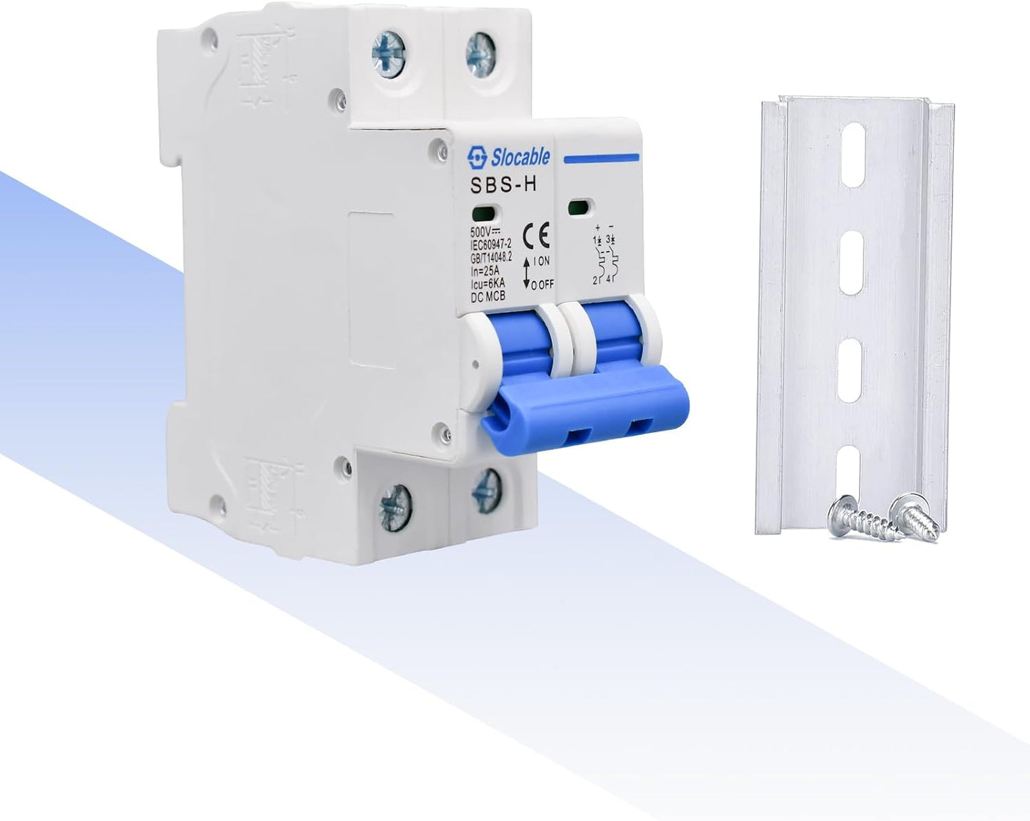 Disyuntor CC 2P 25A 500V para paneles solares riel DIN