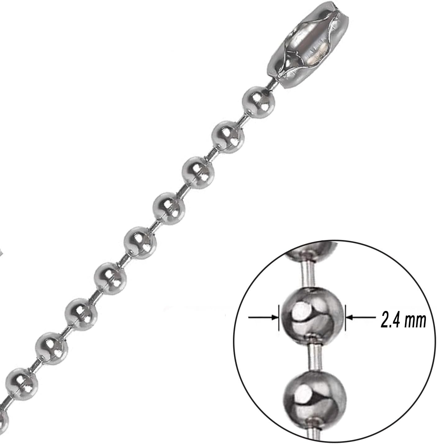 Collar cadena bola acero inox 33ft 60 conectores plateado perro