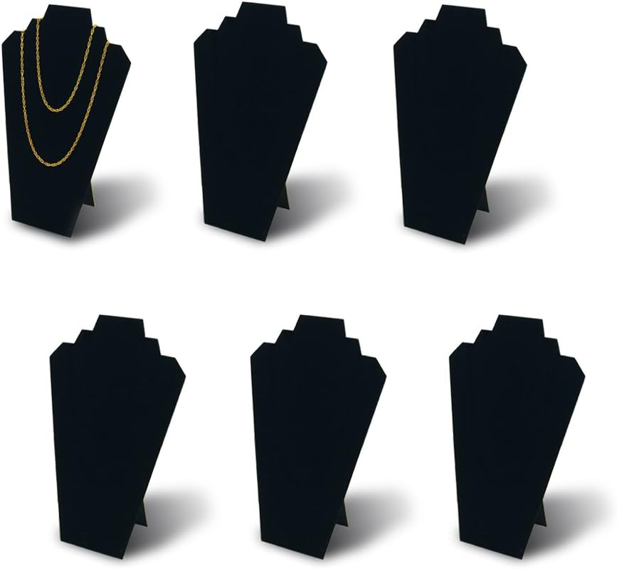 6 Pzas Soporte Joyas Terciopelo Negro 12.5"