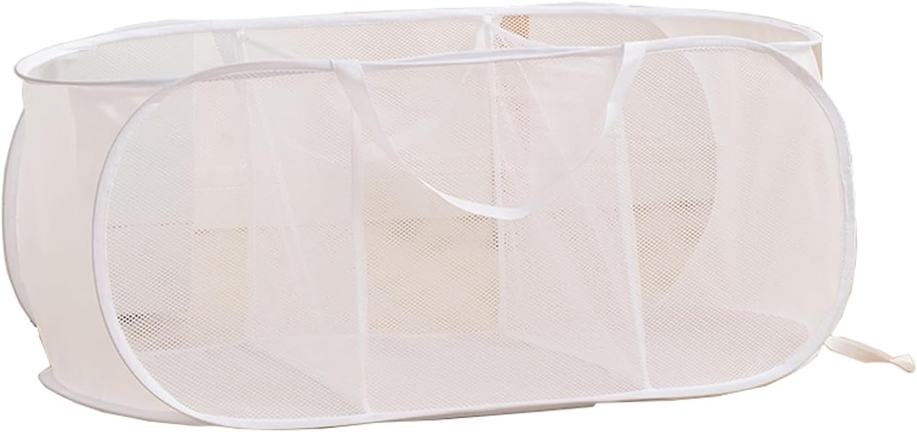 Cesta malla plegable 3 compartimentos baño dormitorio