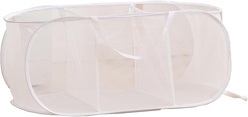 Cesta malla plegable 3 compartimentos baño dormitorio