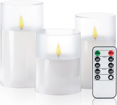 Set 3 velas LED acrílicas blancas con control remoto