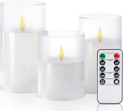 Set 3 velas LED acrílicas blancas con control remoto