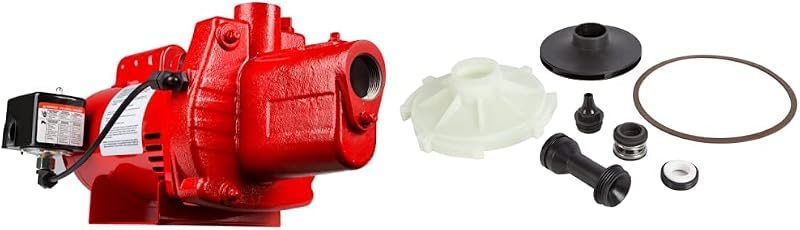 Bomba chorro pozo poco profundo hierro fundido 1 HP rojo