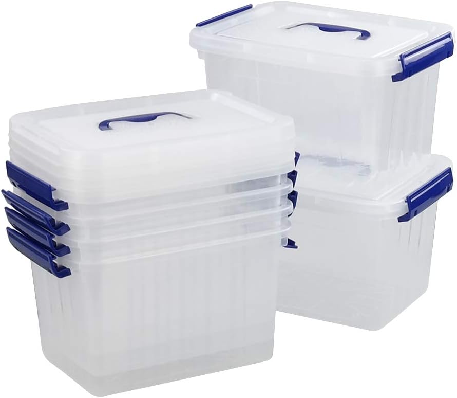 Caja plástico transparente 6l con tapa set 6