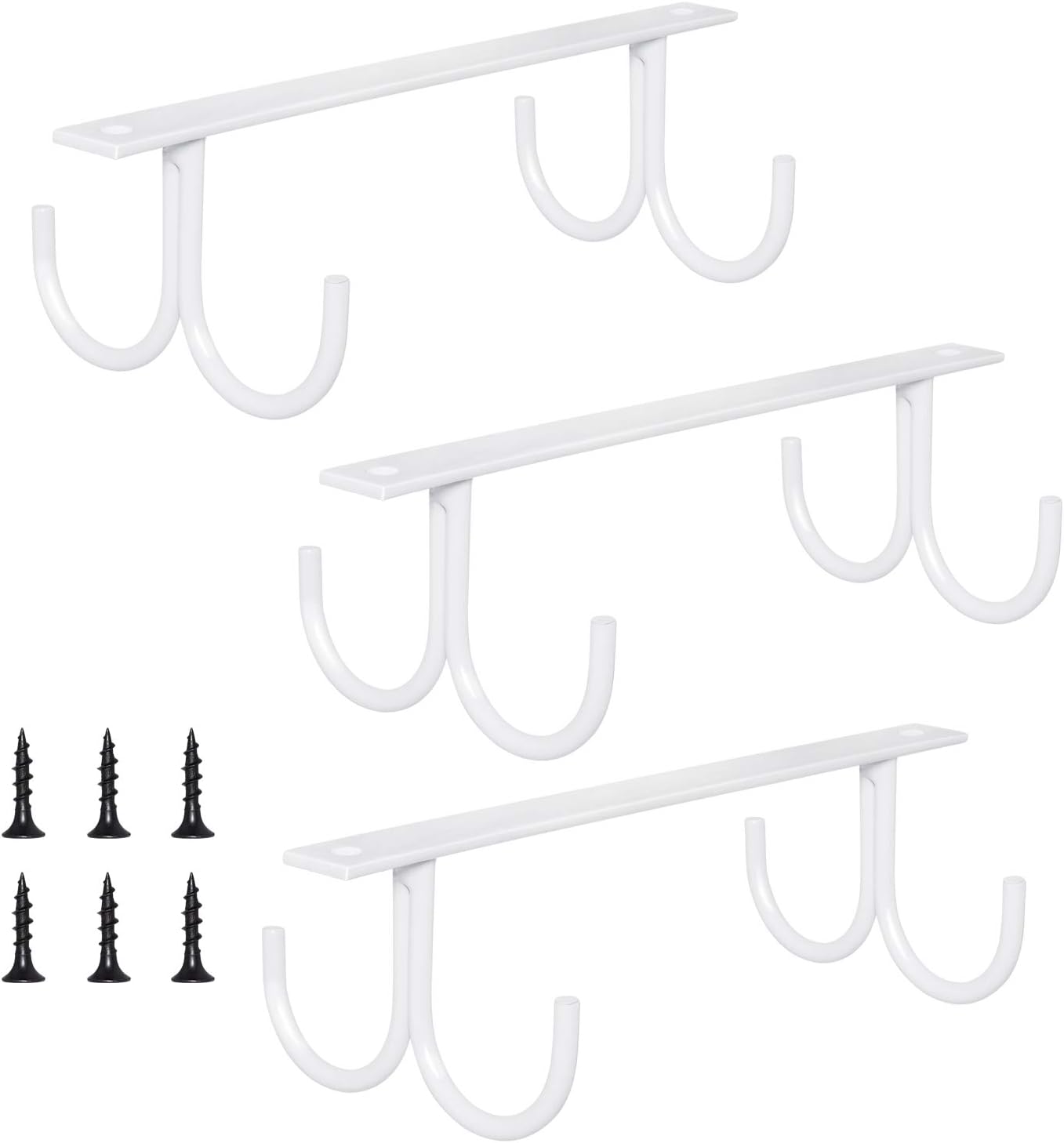Estante rústico para tazas 12 ganchos blanco set 3