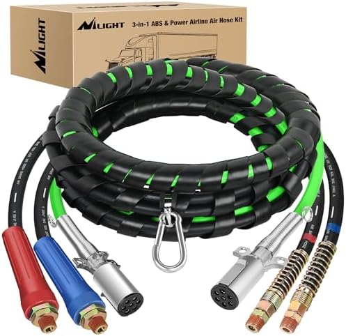 Kit manguera aire 3en1 12ft cable 7vias verde resistente