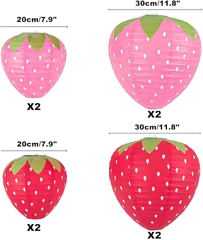 Linterna papel plegable fruta colgante 8 y 12pulg 8uds