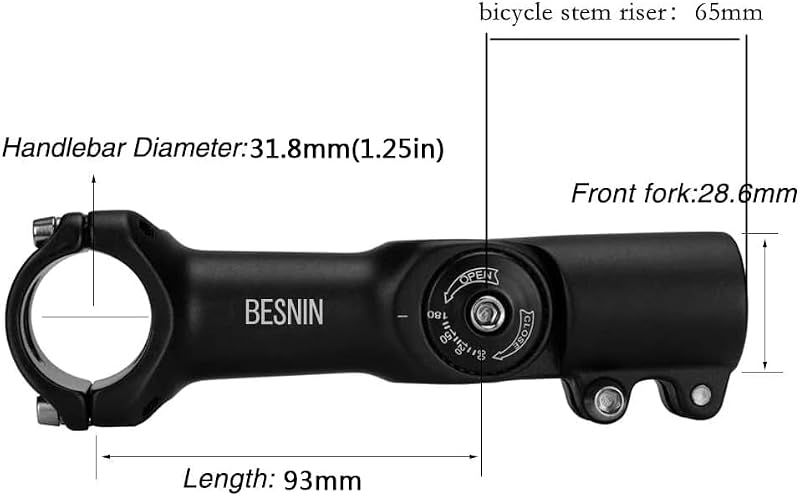 Vástago bicicleta ajustable 31.8mm 60mm negro rojo MTB