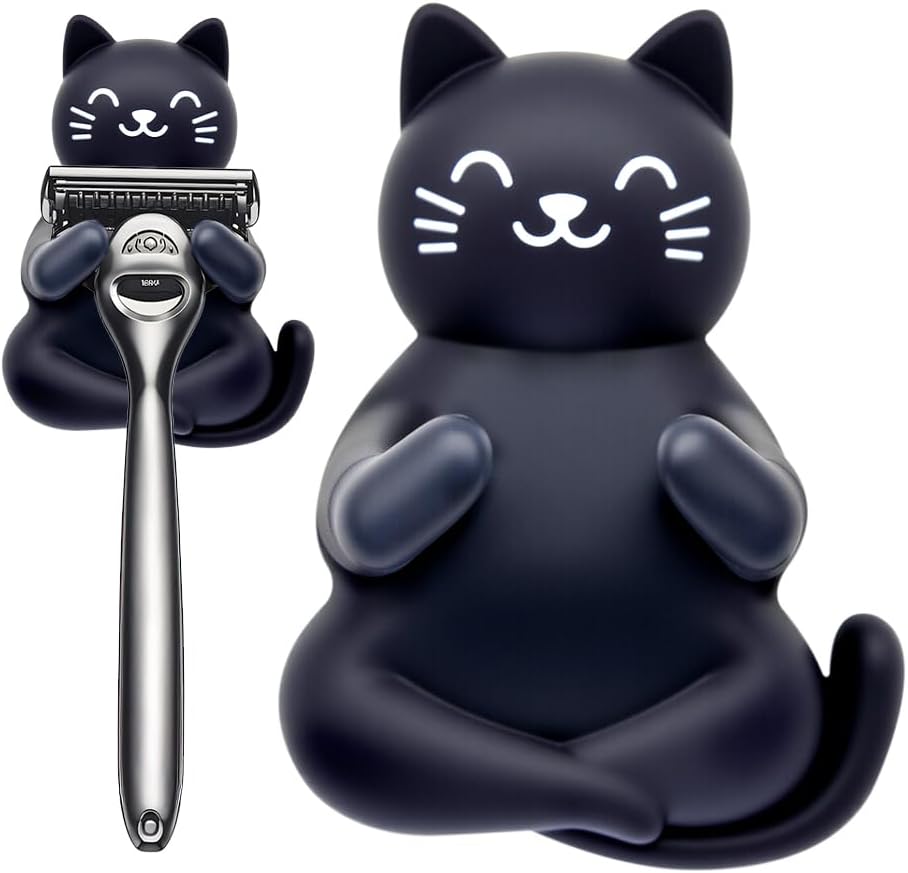 Organizador portacepillas gatos baño negro