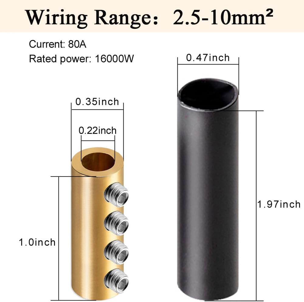 Conector cable 6-10 AWG 80A terminal rápido con s y tubo