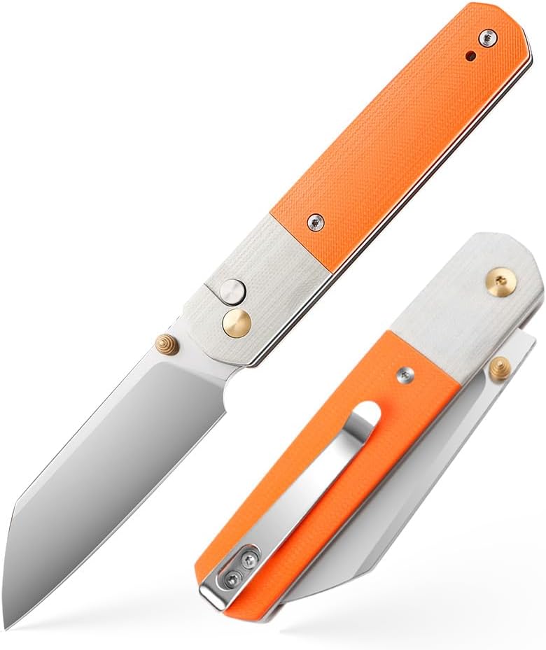Cuchillo bolsillo plegable acero inox mango G10 naranja