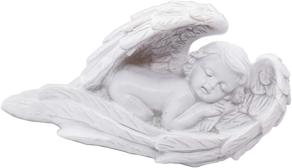 Estatua ángel bebé querubín alas plumas para hogar jardín