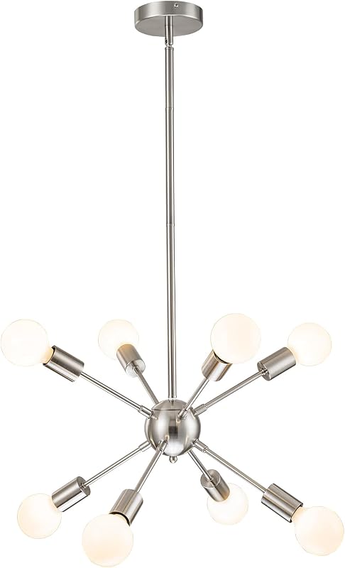 Candelabro Sputnik níquel 8 luces ajustable
