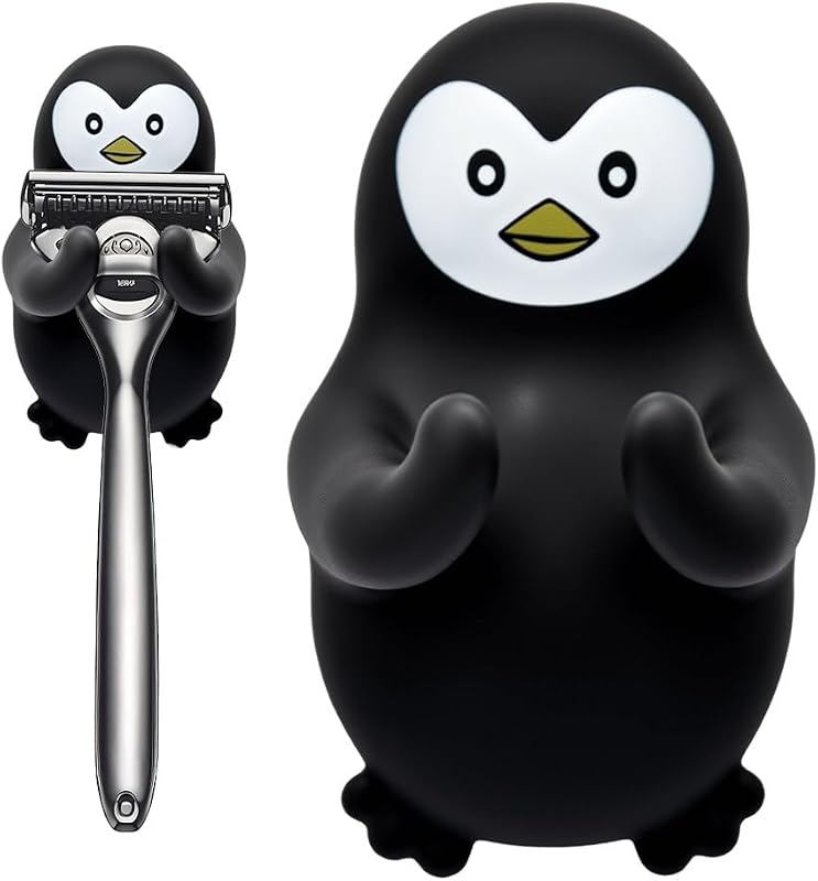 Soporte afeitadora con pingüino decoración baño regalo cumpleaños