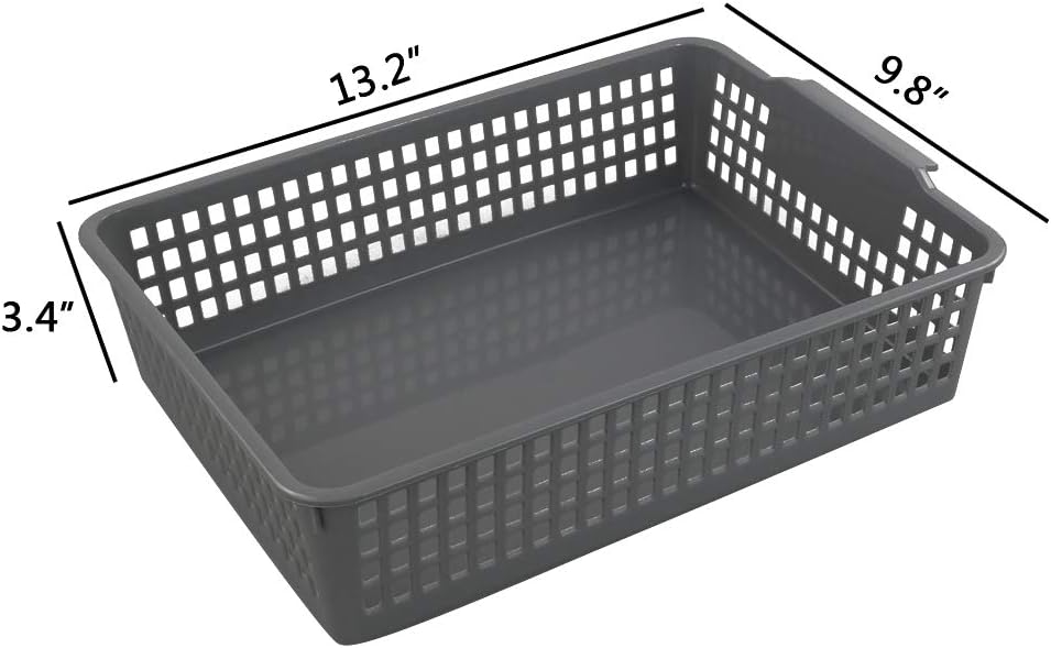 6 Pzas Cesta Almacenamiento Papel A4 Plástico Gris
