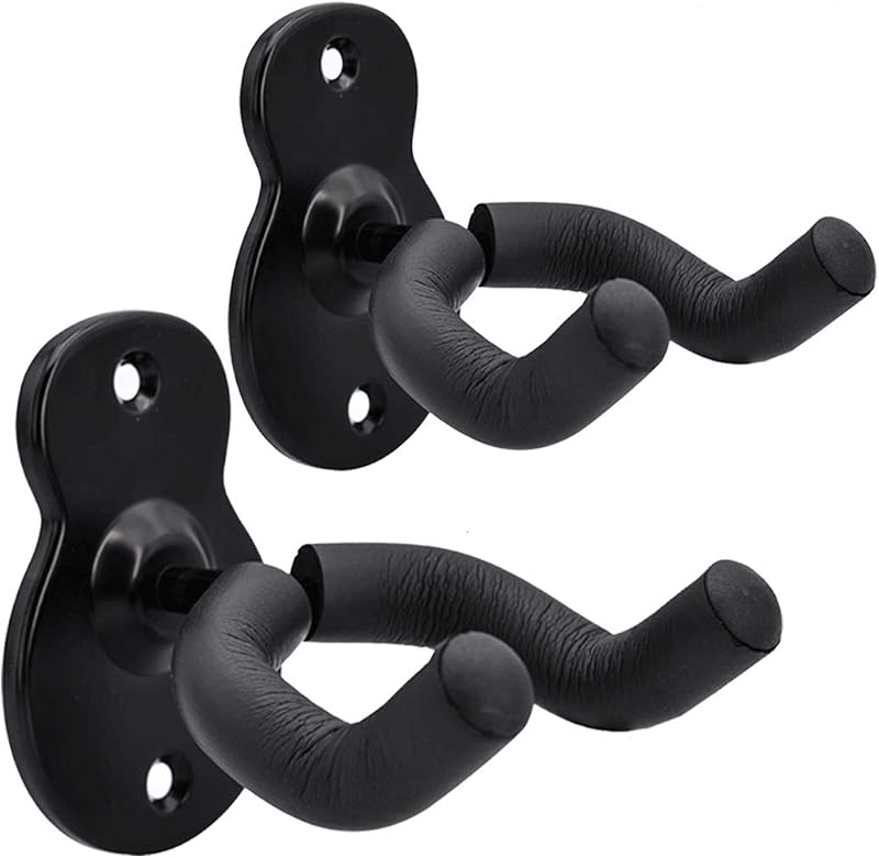 Percha pared guitarra 2 ganchos metal negro