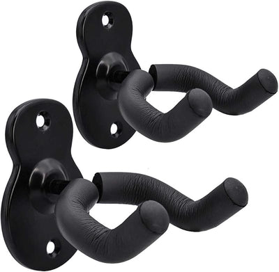 Percha pared guitarra 2 ganchos metal negro