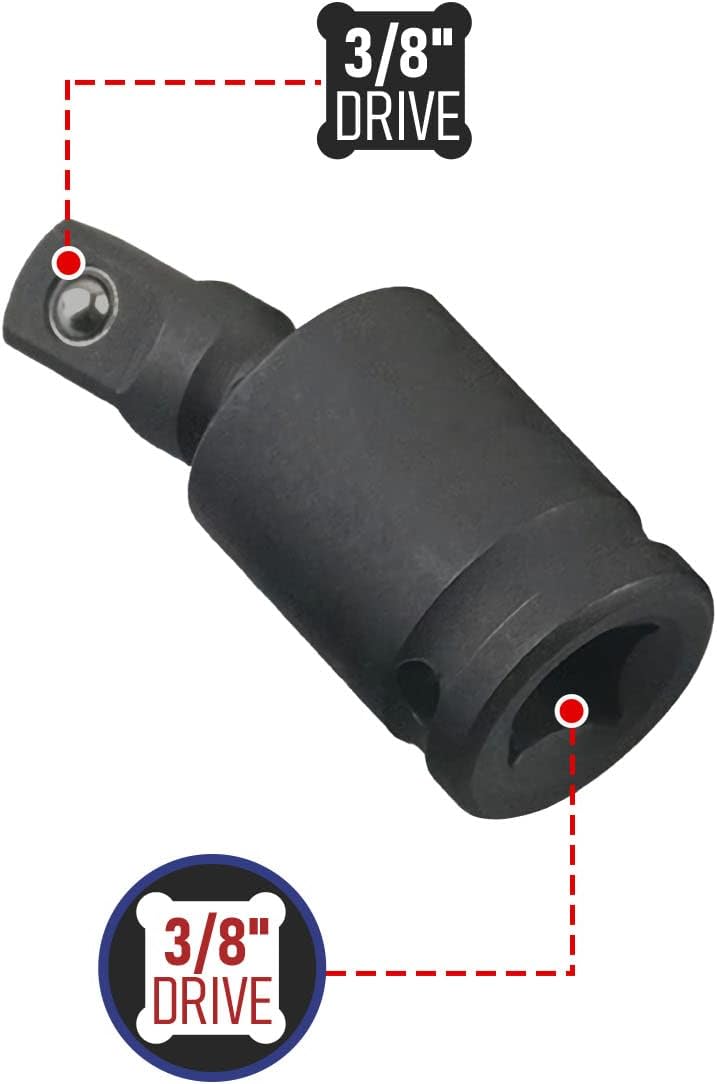 Adaptador enchufe giratorio 3/8" acero CR-V negro 2uds
